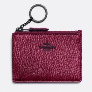 Coach Mini Skinny ID Case | Metallic Mauve + Black